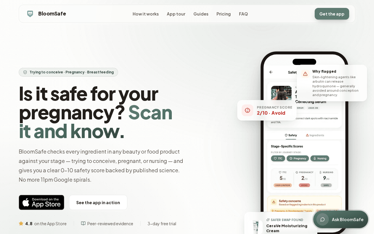 Screenshot of bloomsafe.ai