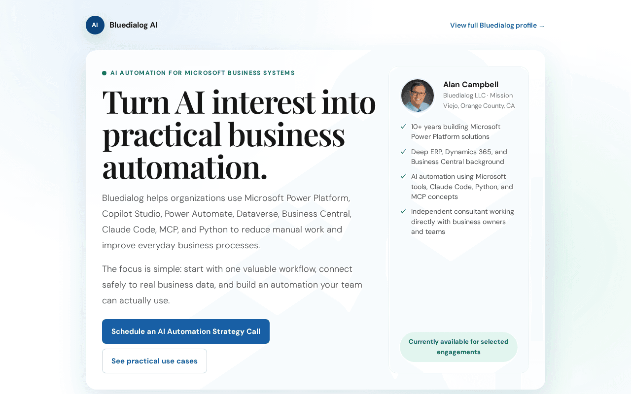 Screenshot of bluedialog.ai