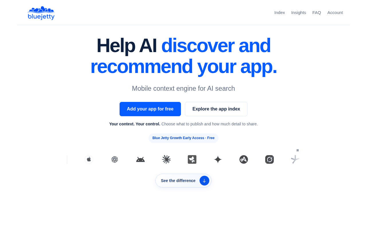 Screenshot of bluejetty.ai