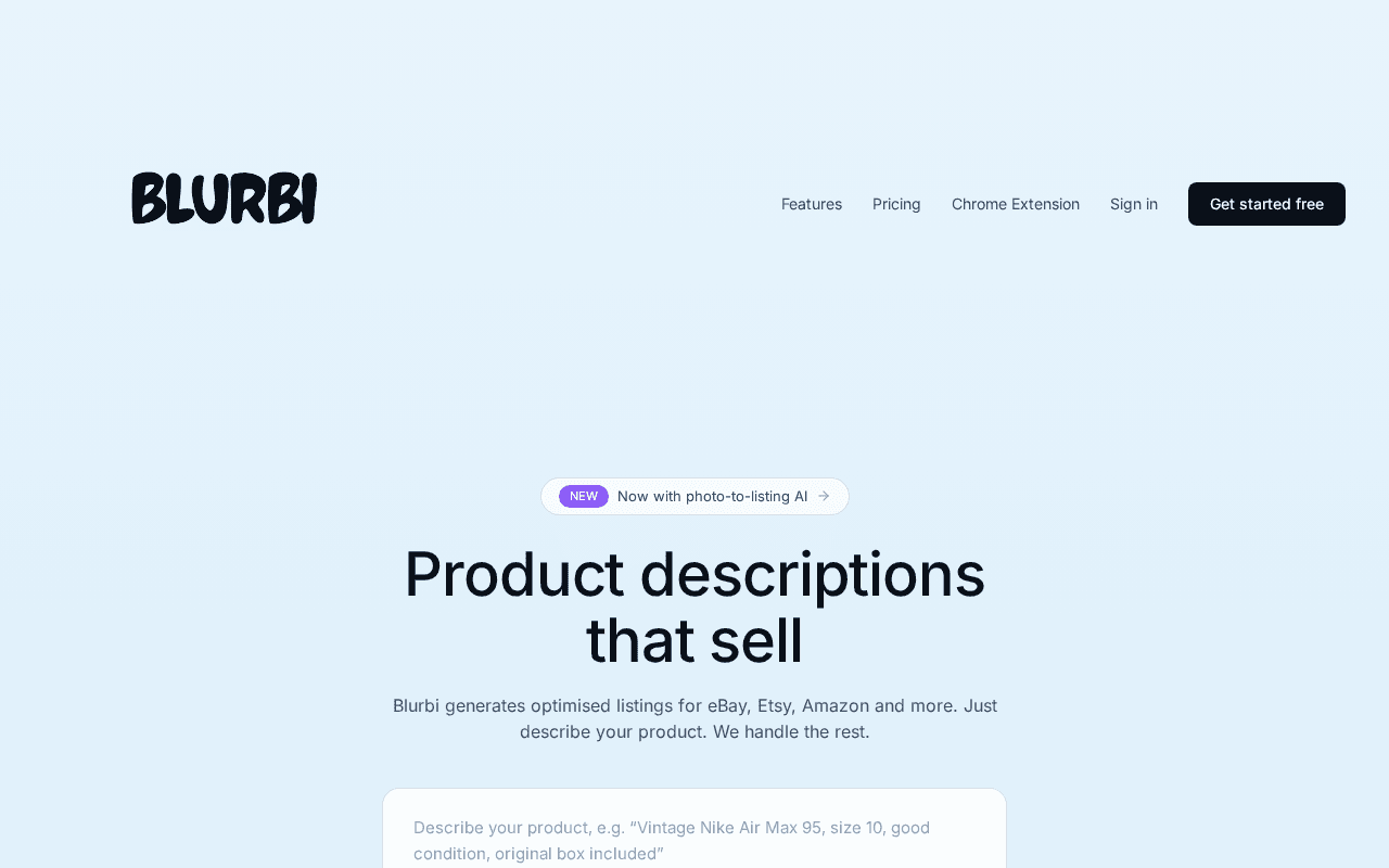Screenshot of blurbi.ai
