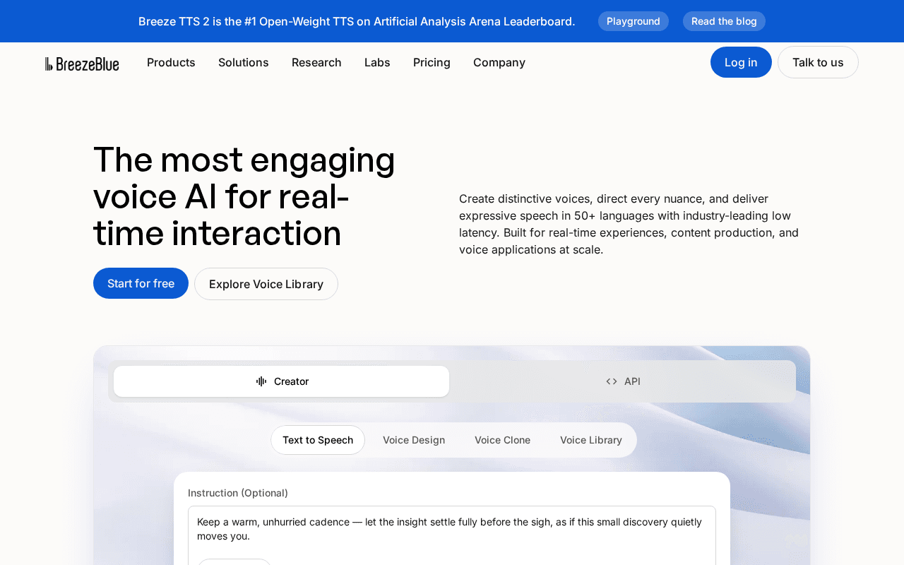 Screenshot of breezeblue.ai