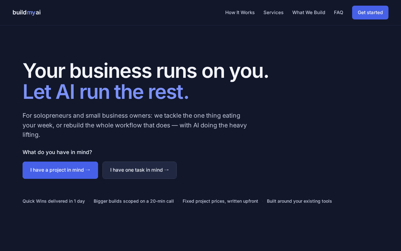 Screenshot of buildmyai.ai
