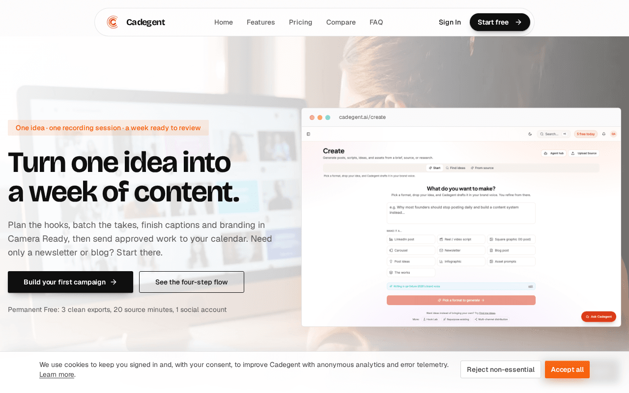 Screenshot of cadegent.ai