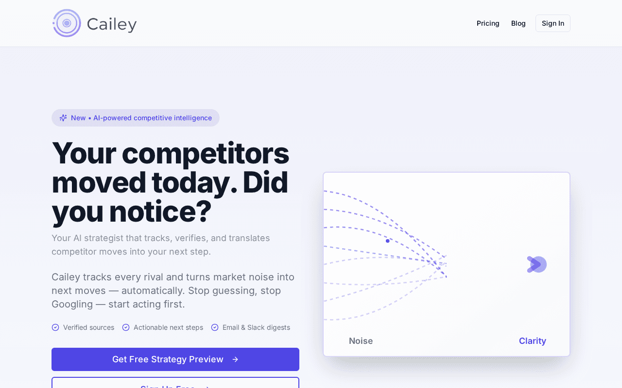 Screenshot of cailey.ai