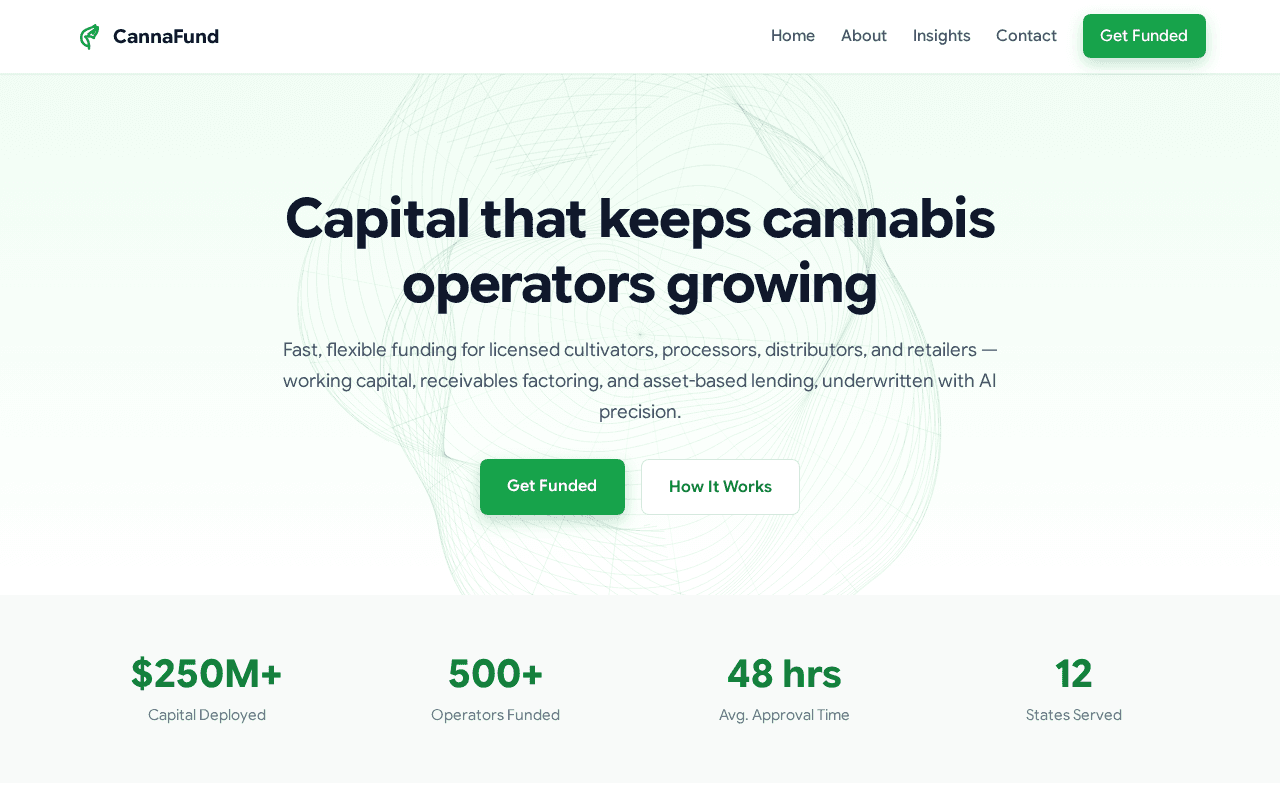 Screenshot of cannafund.ai