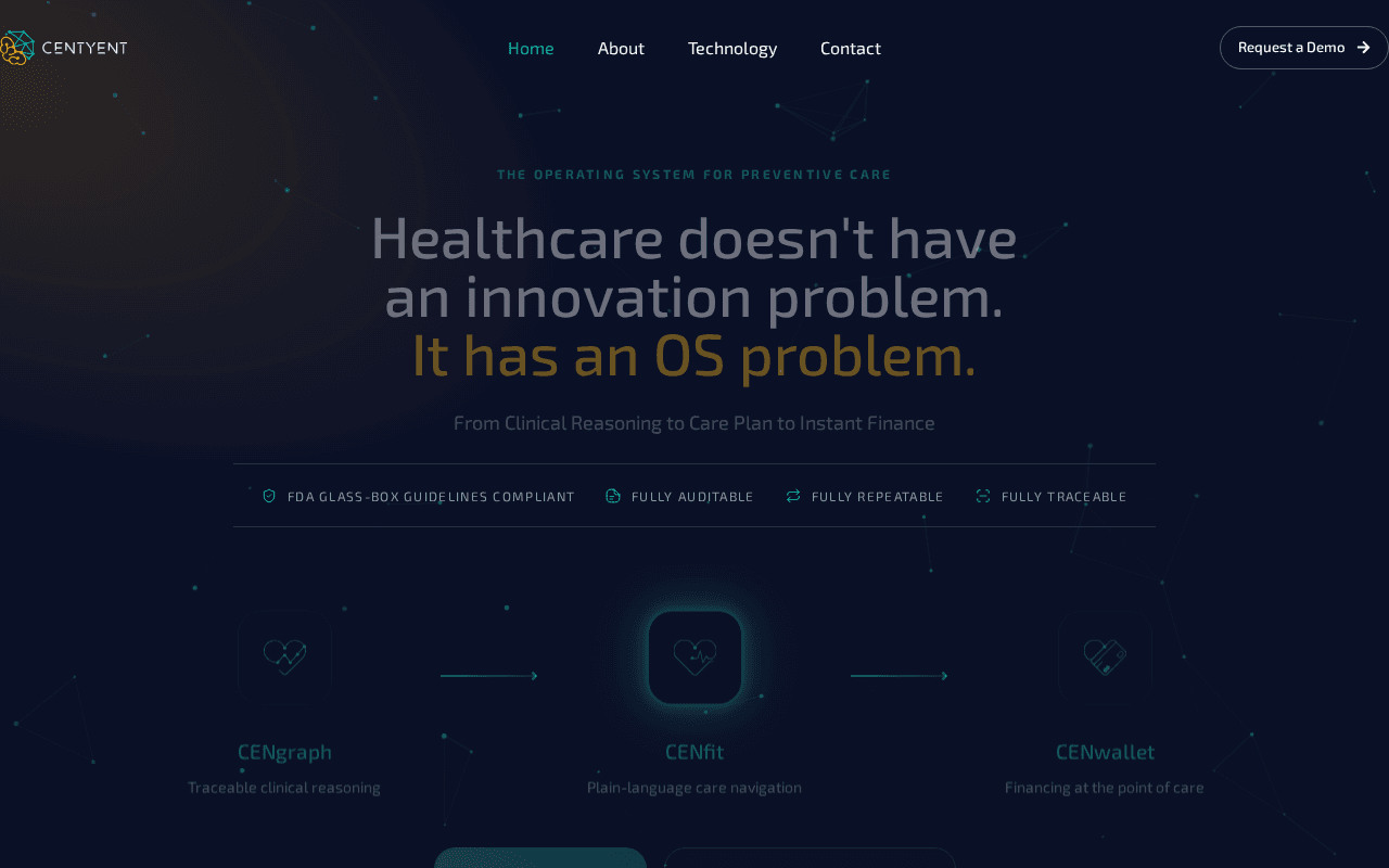 Screenshot of centyent.ai