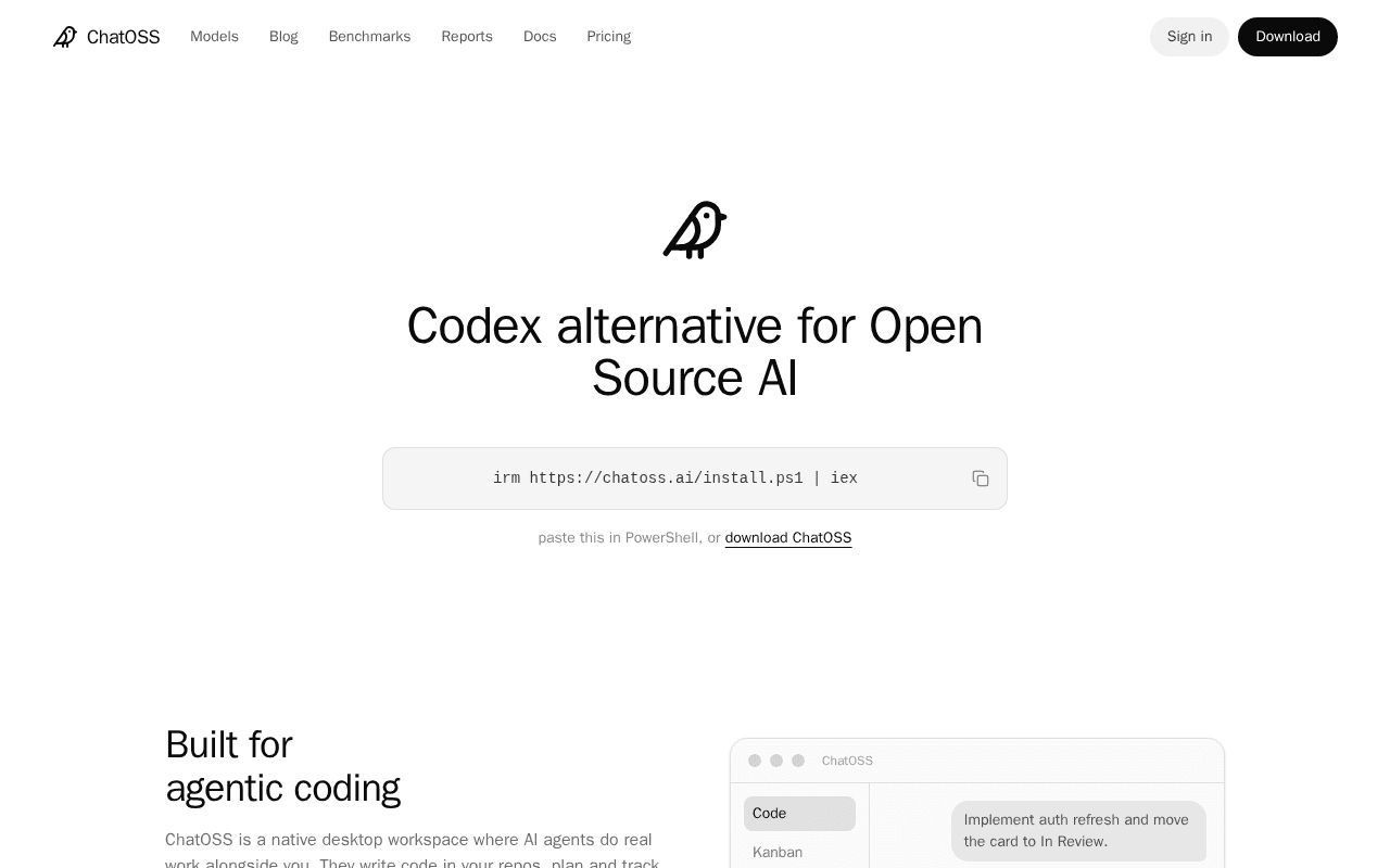 Screenshot of chatoss.ai