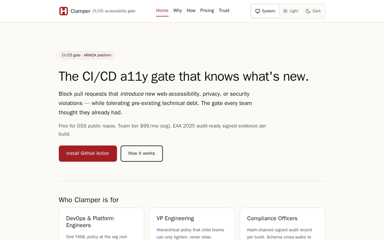 Screenshot of clamper.ai