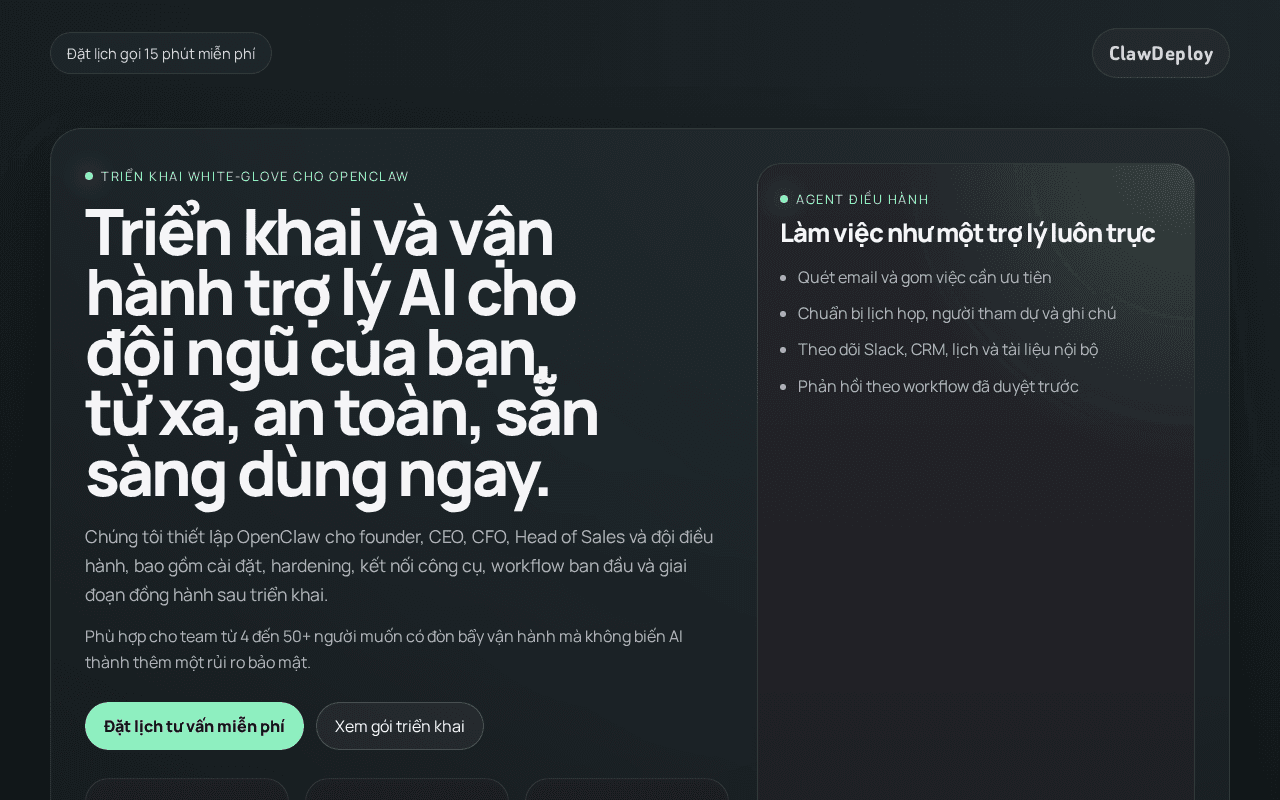 Screenshot of clawdeploy.ai