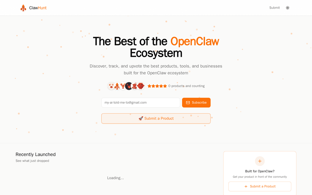 Screenshot of clawhunt.ai