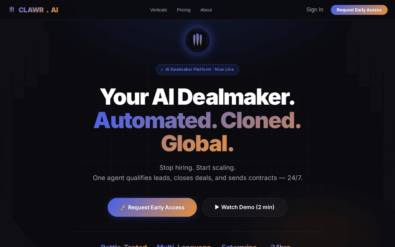 Screenshot of clawr.ai