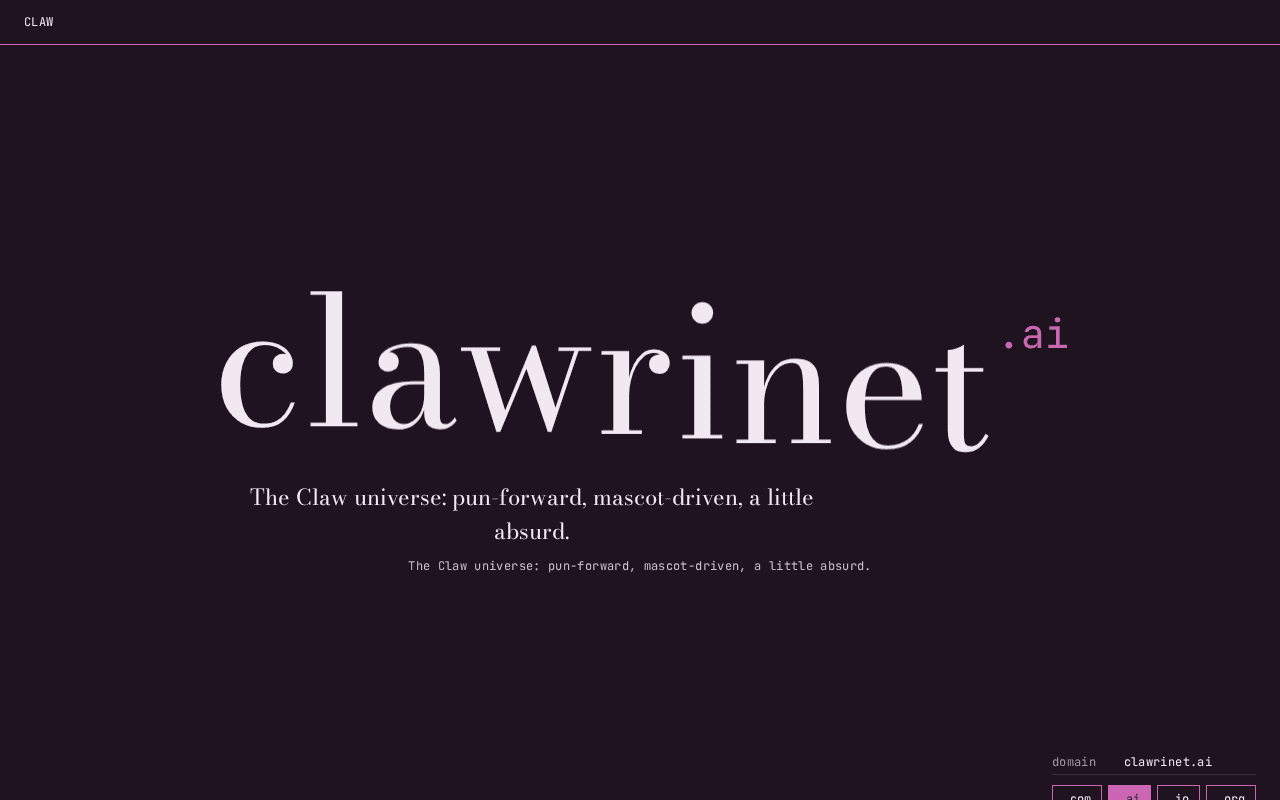 Screenshot of clawrinet.ai