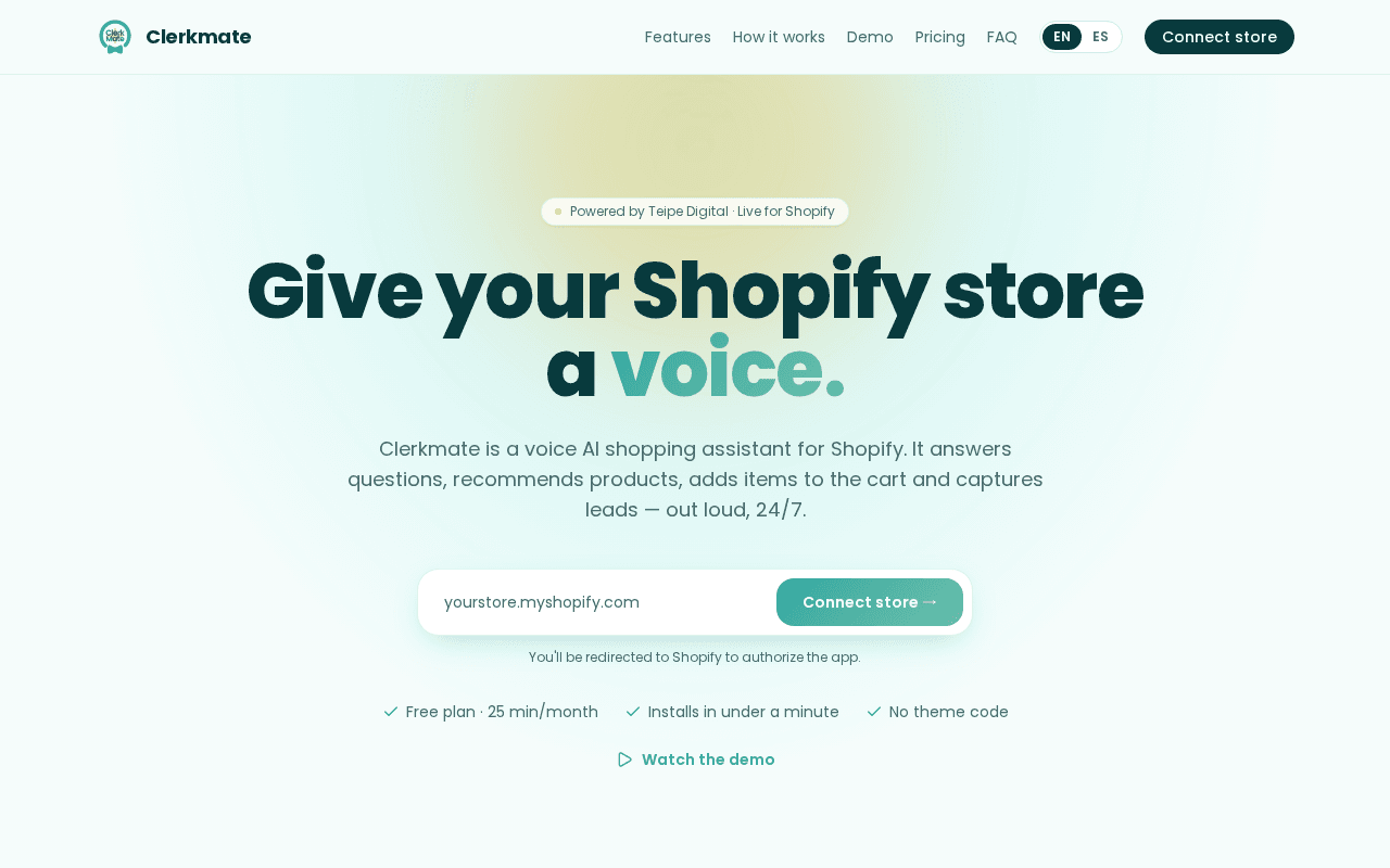 Screenshot of clerkmate.ai