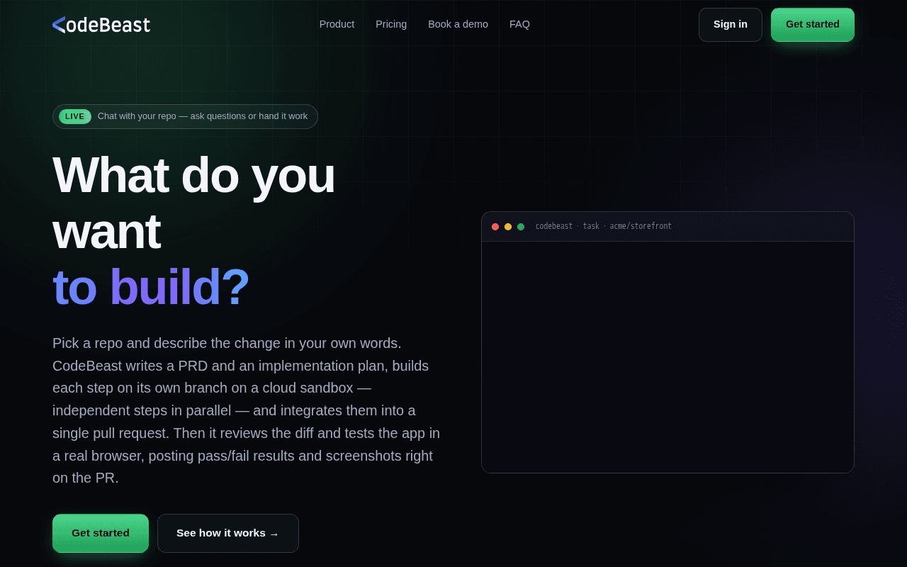 Screenshot of codebeast.ai