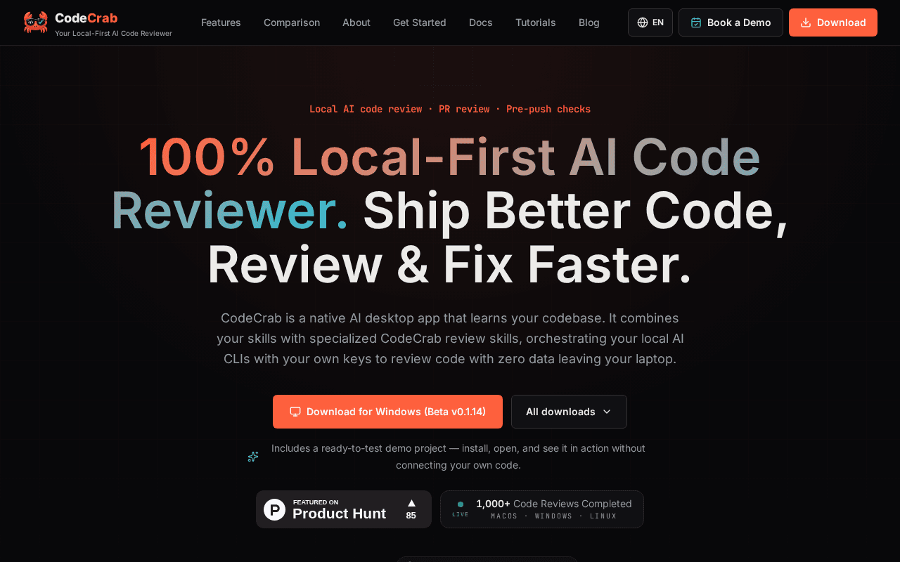 Screenshot of codecrab.ai