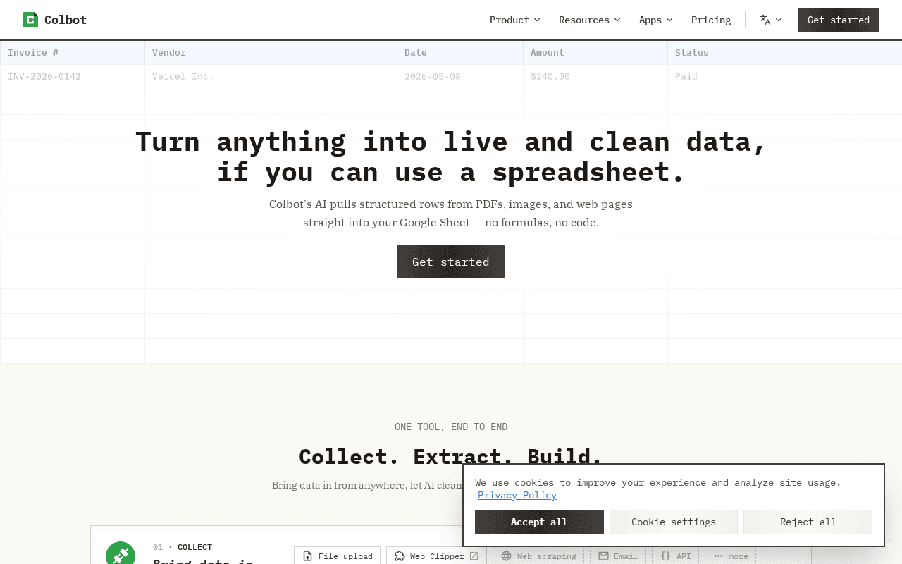 Screenshot of colbot.ai