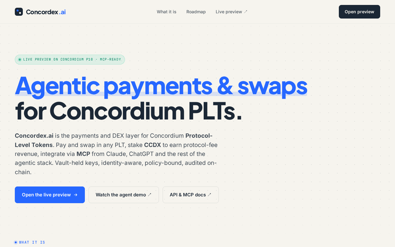 Screenshot of concordex.ai