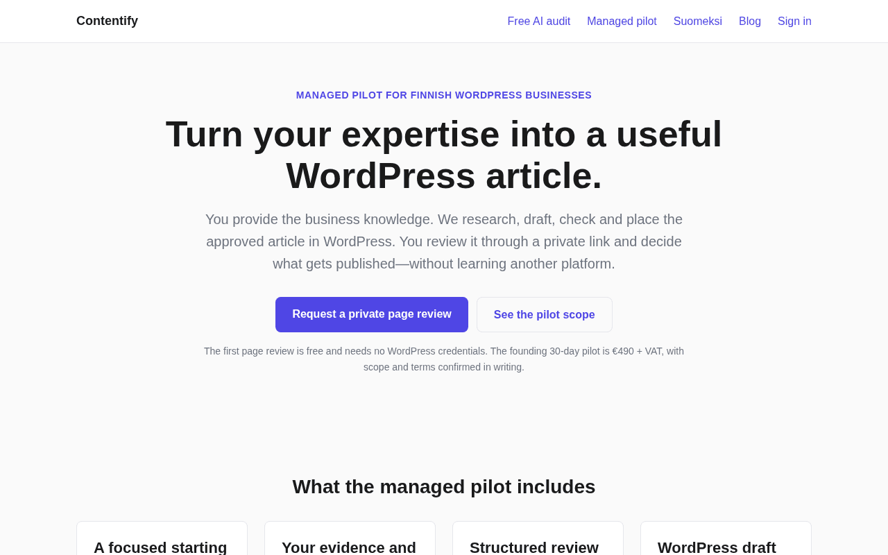 Screenshot of contentify.ai