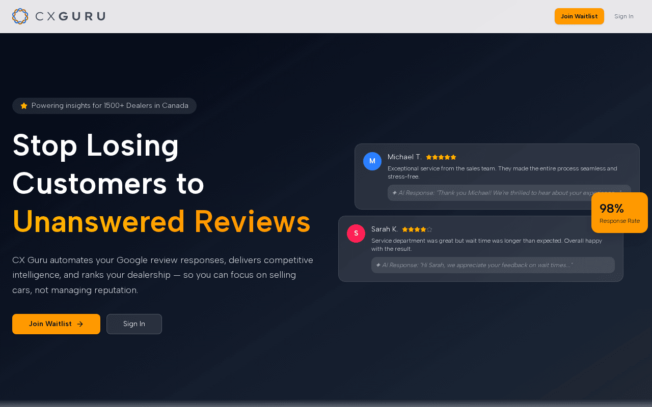 Screenshot of cxguru.ai