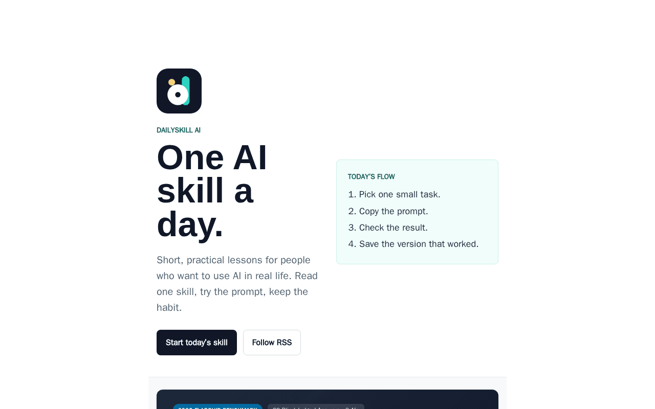 Screenshot of dailyskill.ai