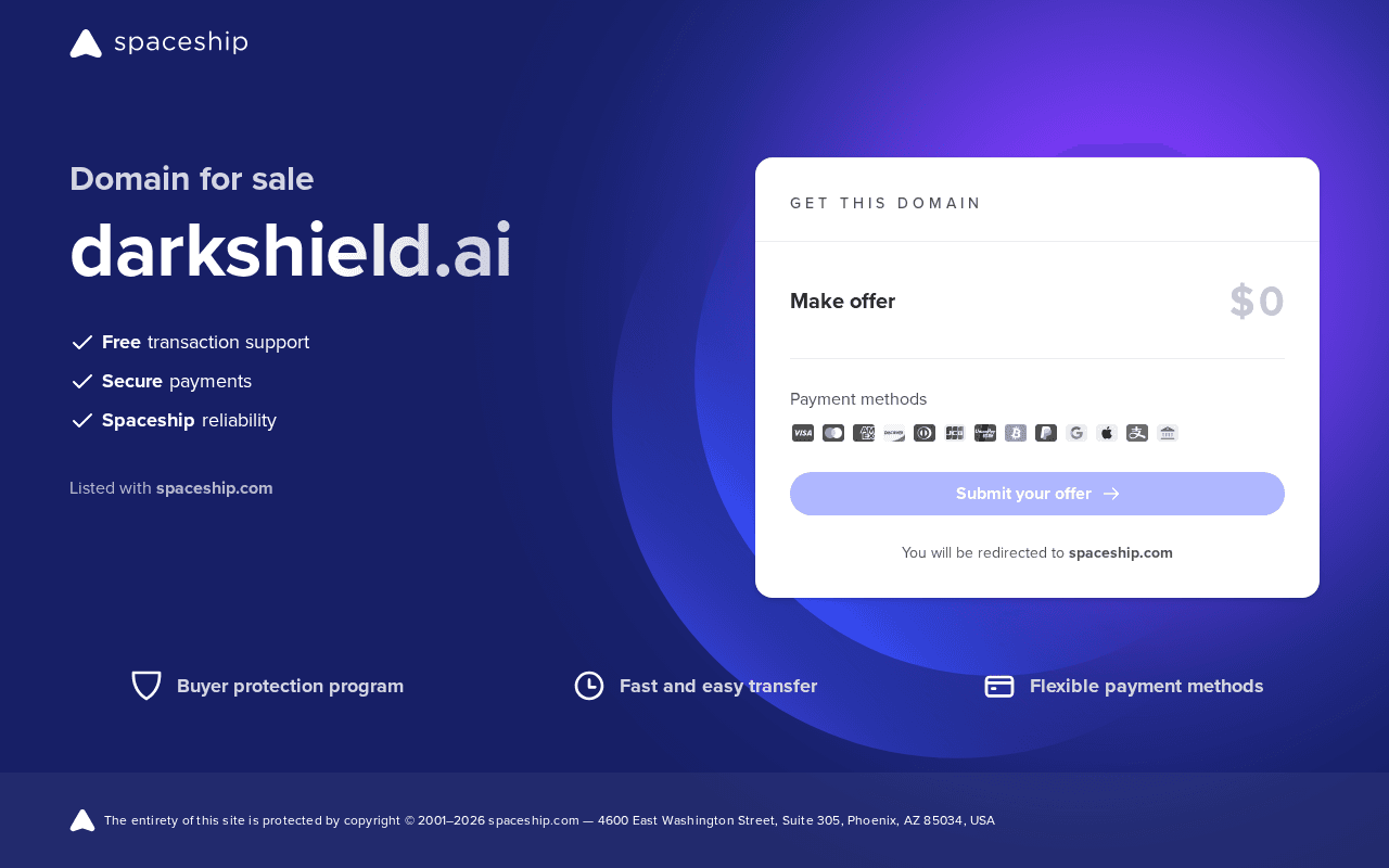 Screenshot of darkshield.ai