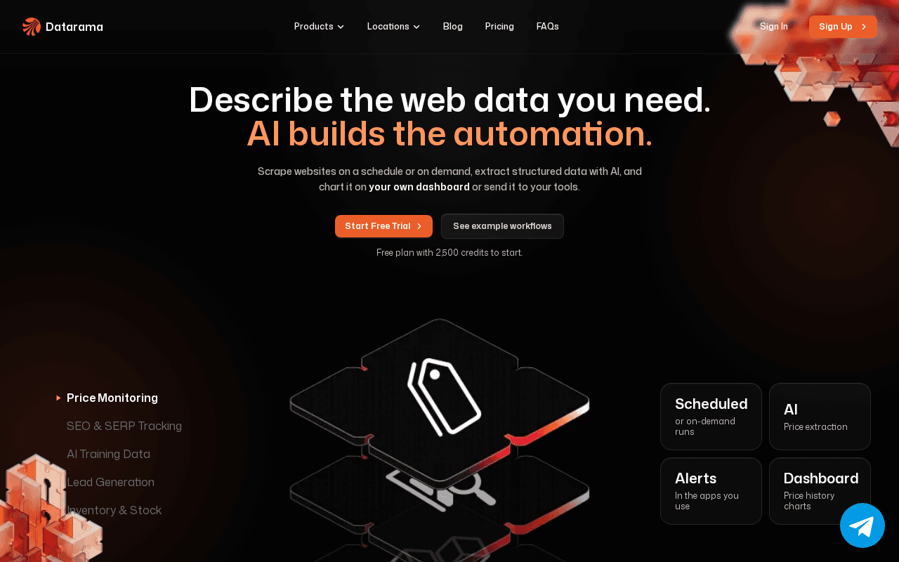 Screenshot of datarama.ai