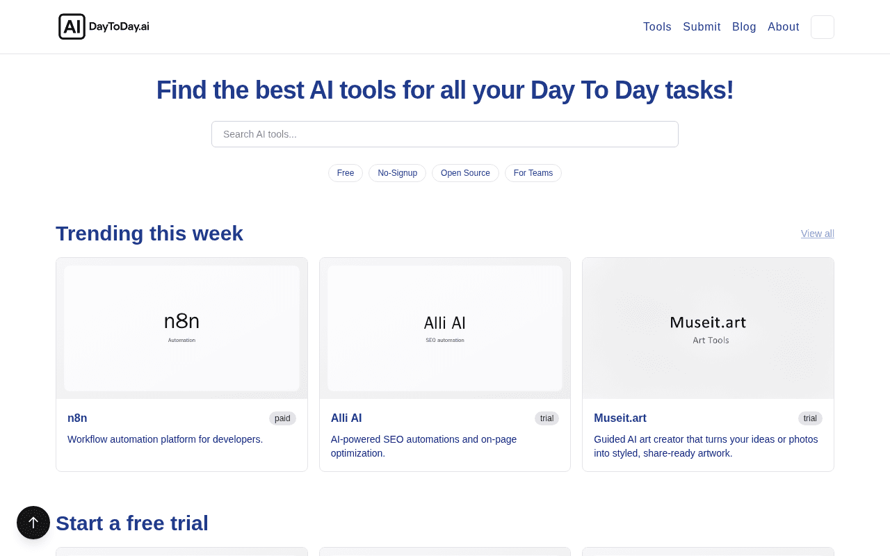 Screenshot of daytoday.ai