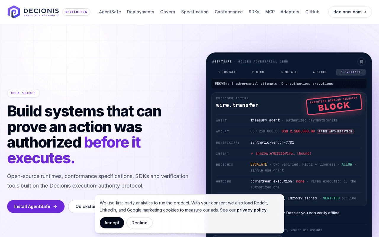 Screenshot of decionis.ai