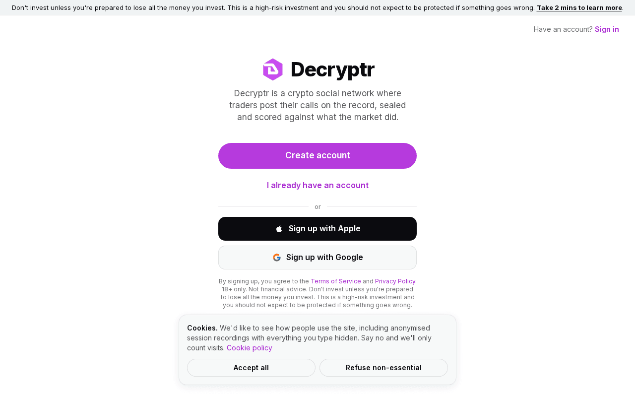 Screenshot of decryptr.ai