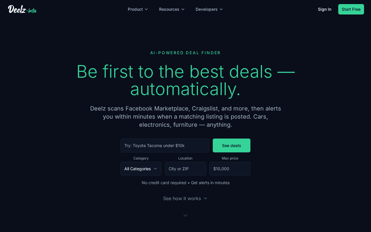Screenshot of deelz.ai
