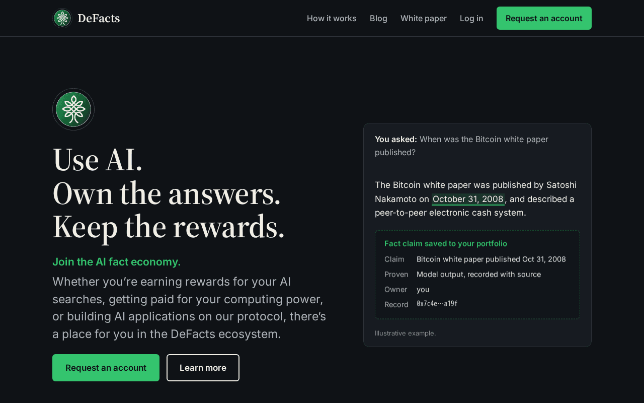 Screenshot of defacts.ai