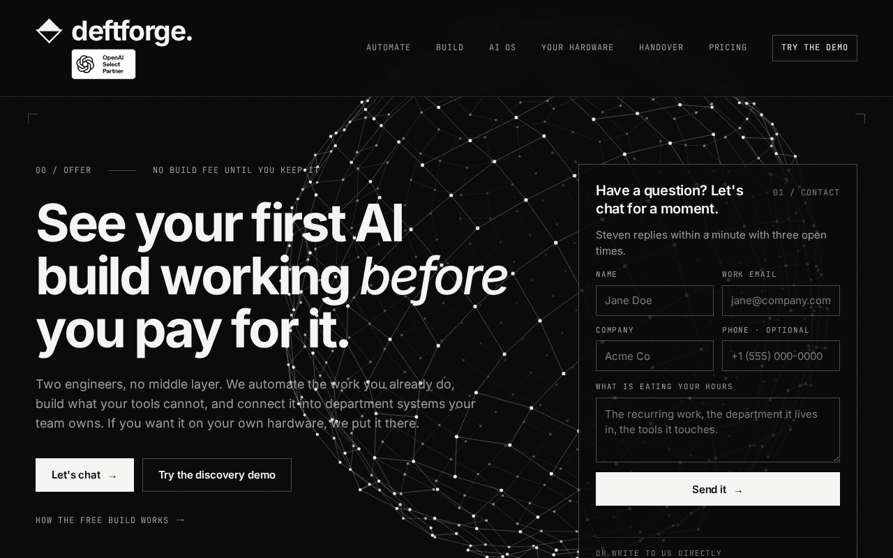 Screenshot of deftforge.ai