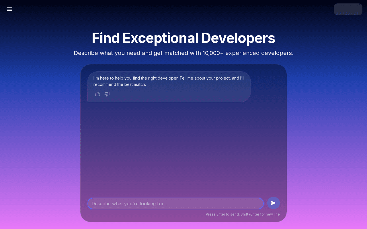Screenshot of devseekr.ai
