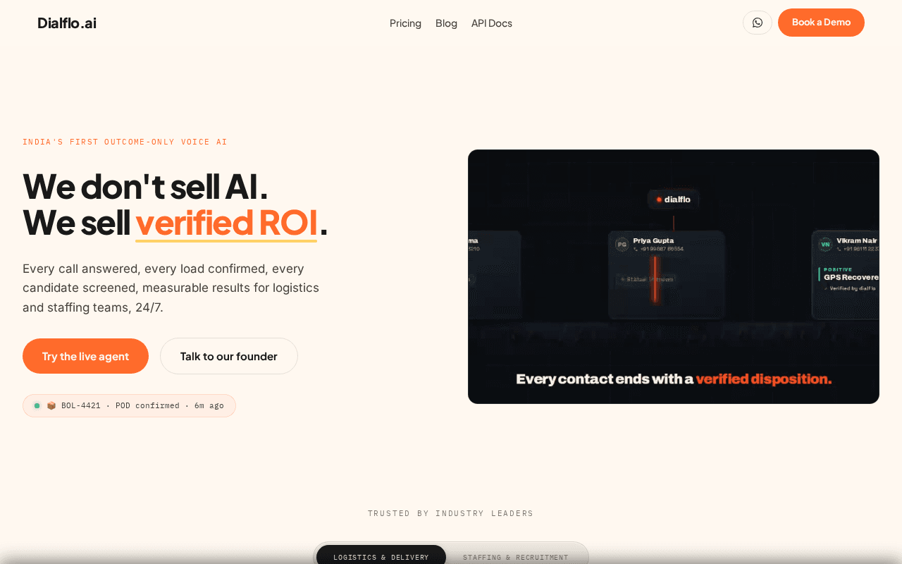 Screenshot of dialflo.ai