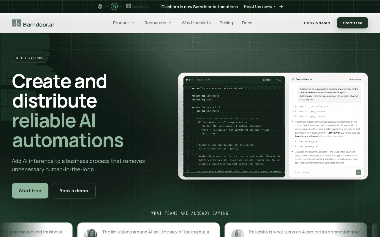 Screenshot of diaphora.ai