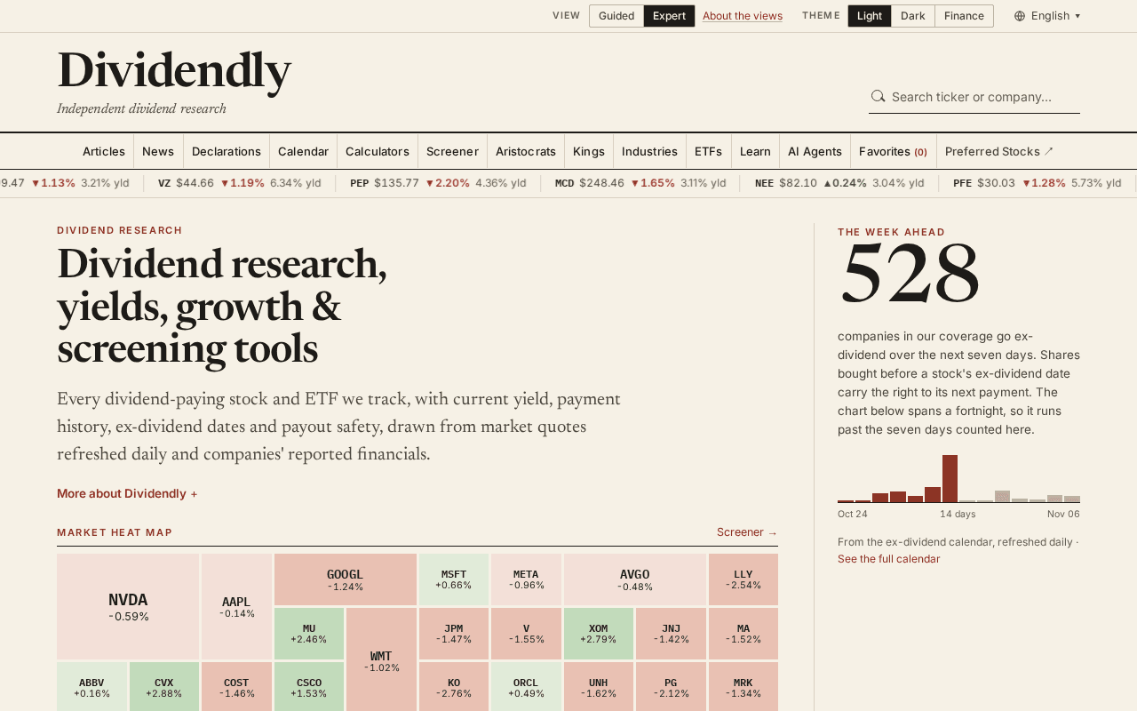 Screenshot of dividendly.ai