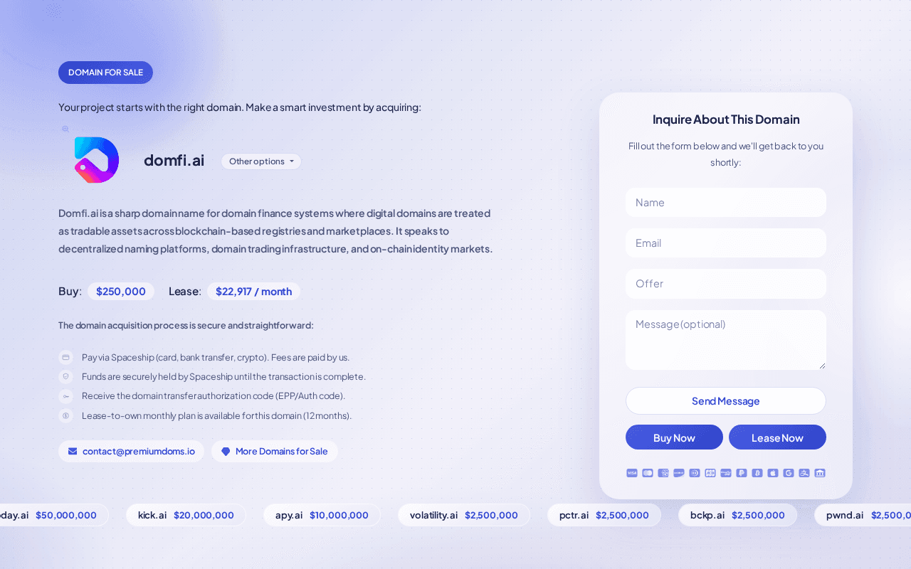 Screenshot of domfi.ai