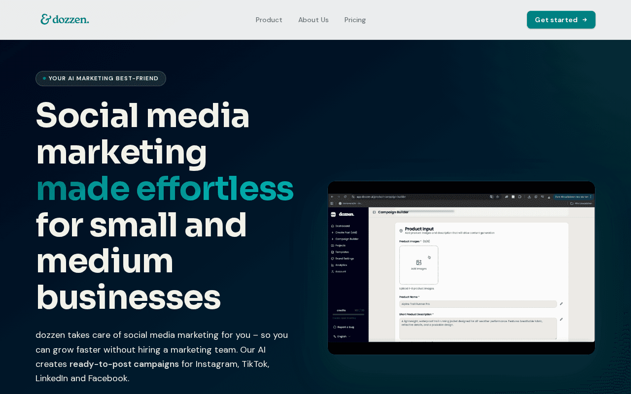 Screenshot of dozzen.ai