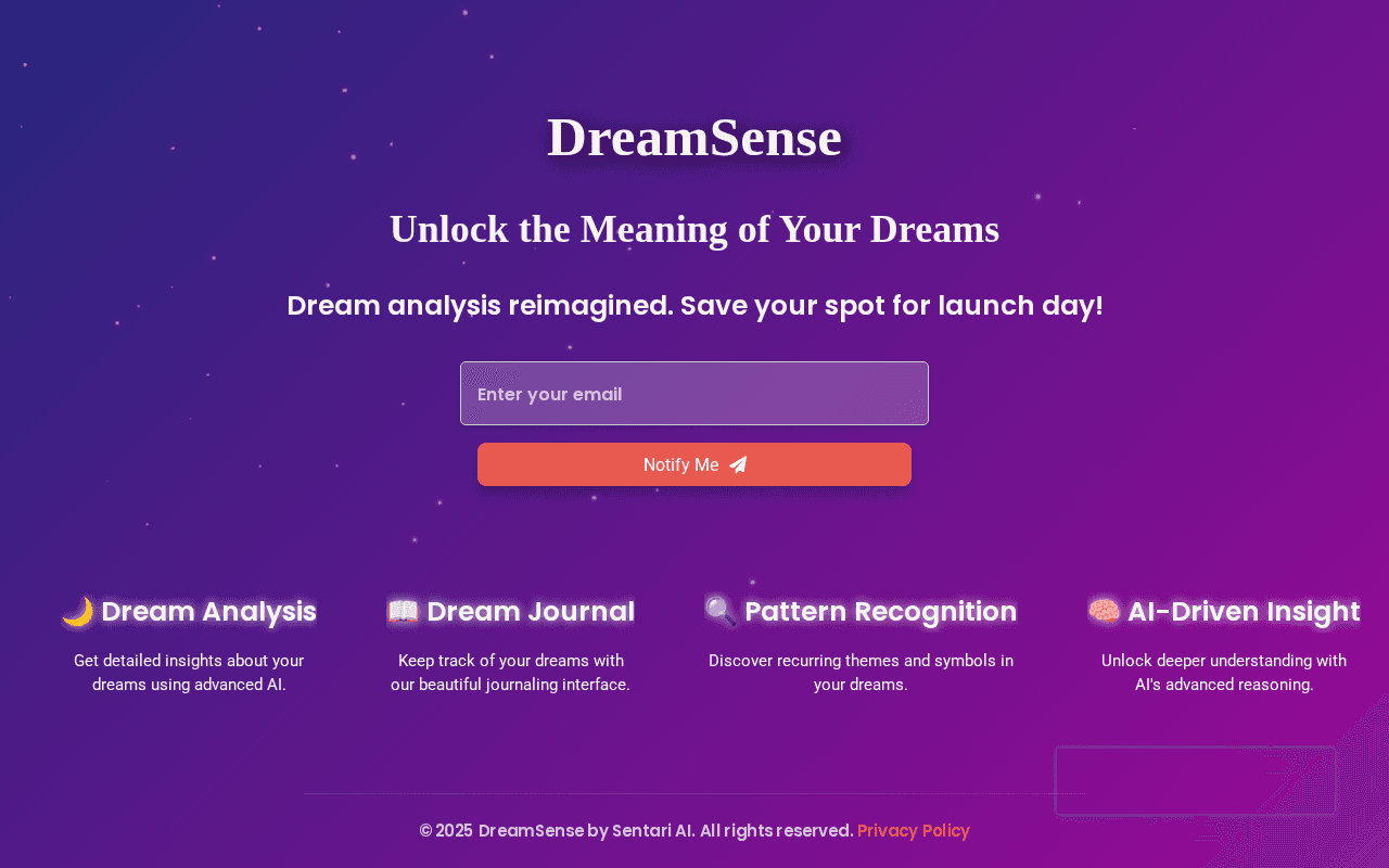 Screenshot of dreamsense.ai