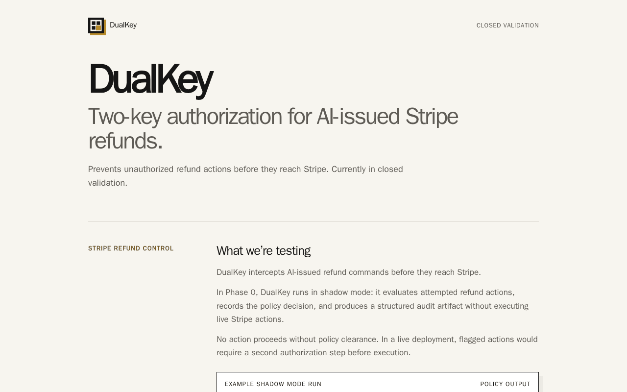 Screenshot of dualkey.ai