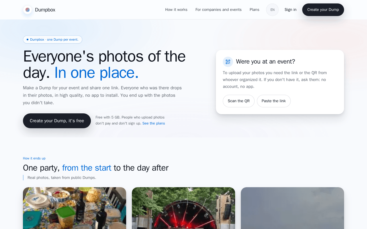 Screenshot of dumpbox.ai