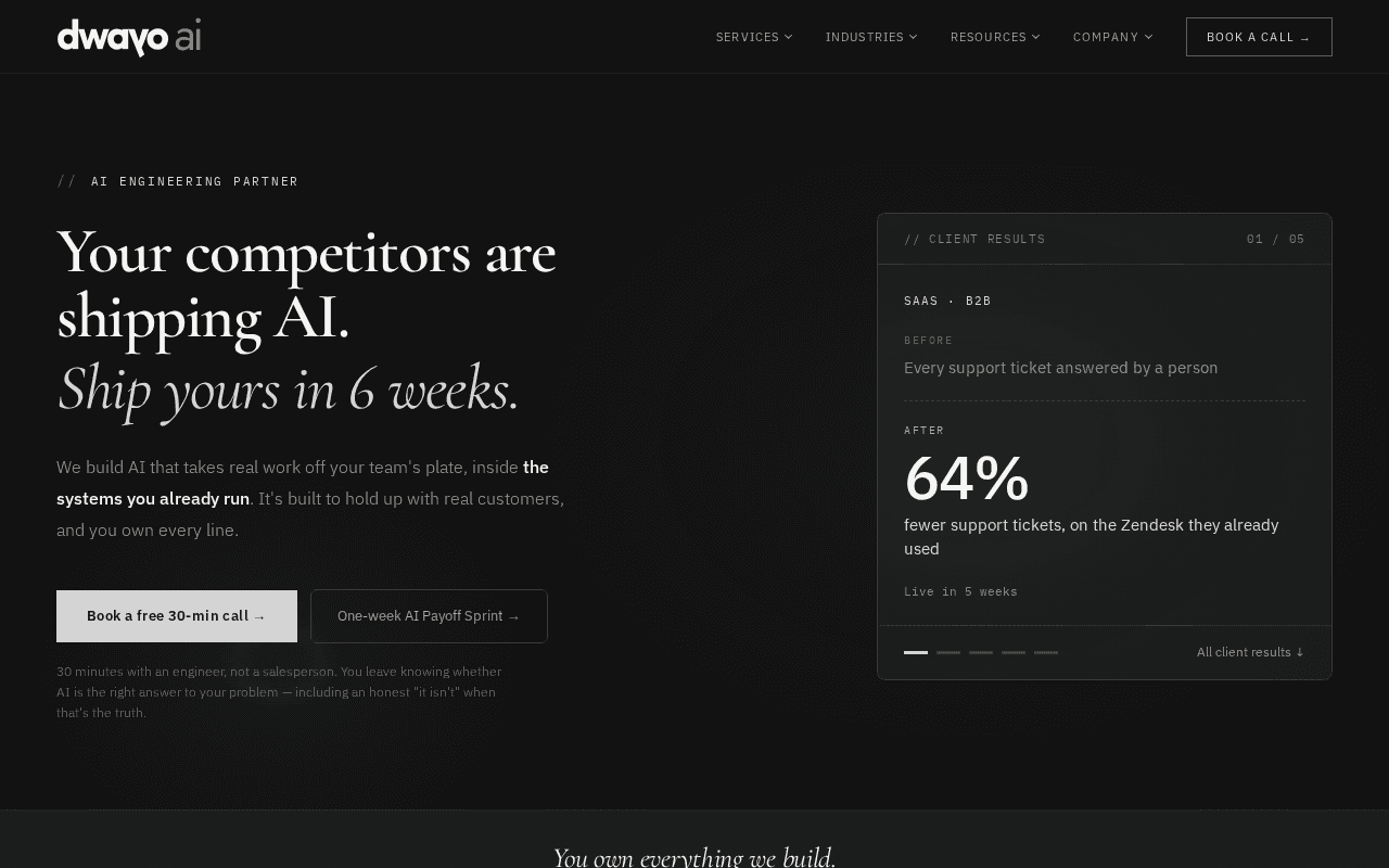 Screenshot of dwayo.ai