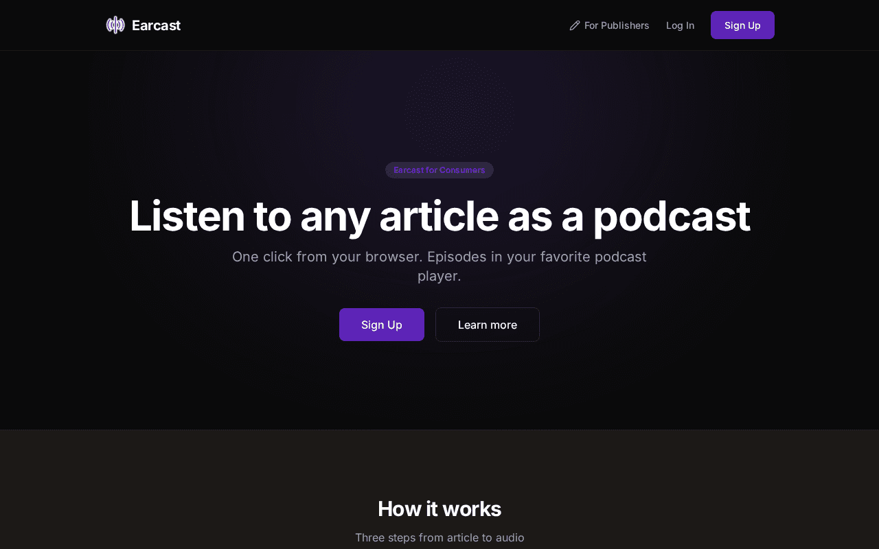 Screenshot of earcast.ai