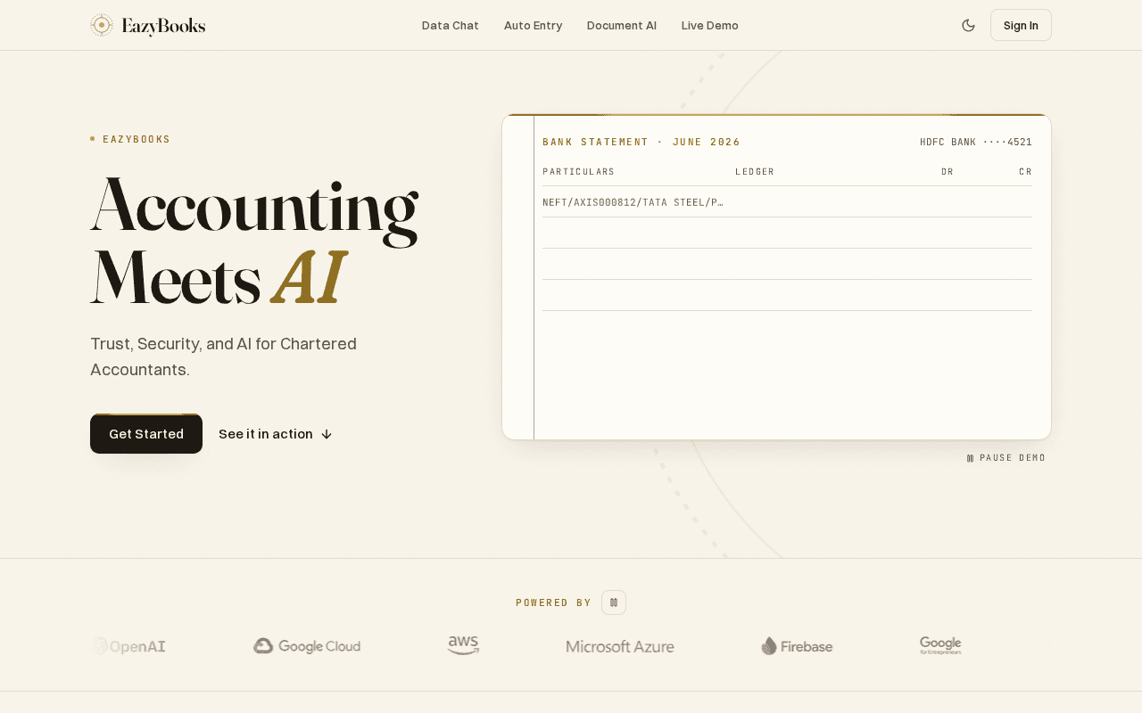 Screenshot of eazybooks.ai