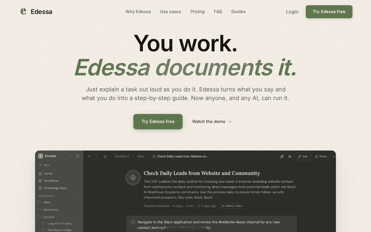 Screenshot of edessa.ai