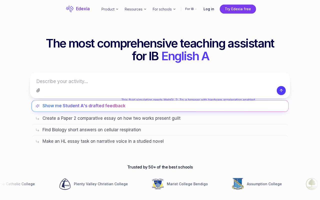 Screenshot of edexia.ai
