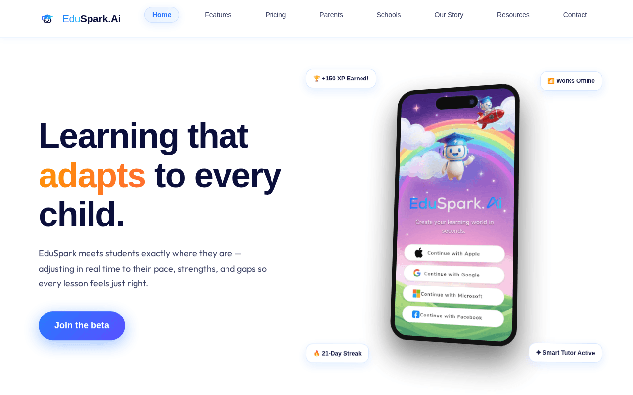 Screenshot of eduspark.ai