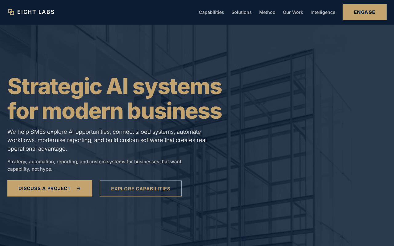 Screenshot of eightlabs.ai