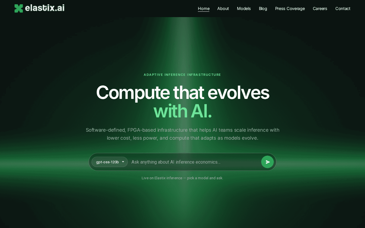 Screenshot of elastix.ai