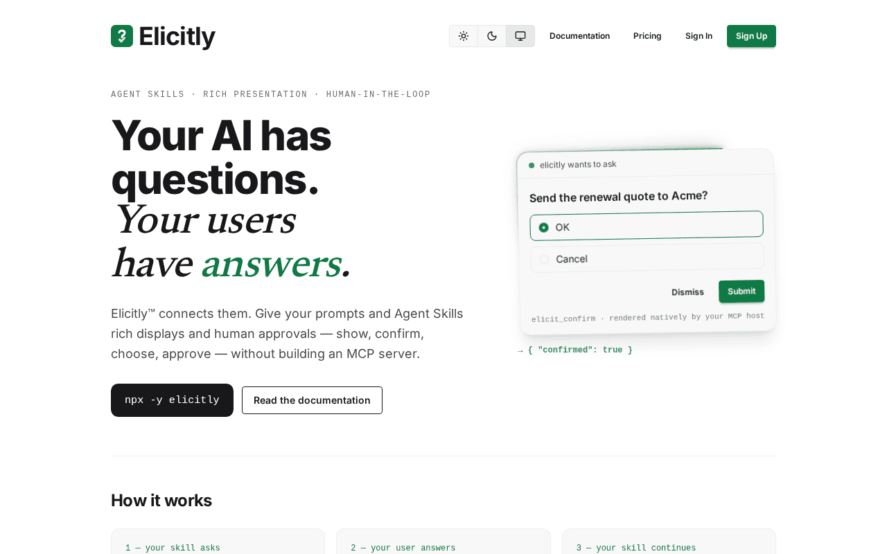 Screenshot of elicitly.ai